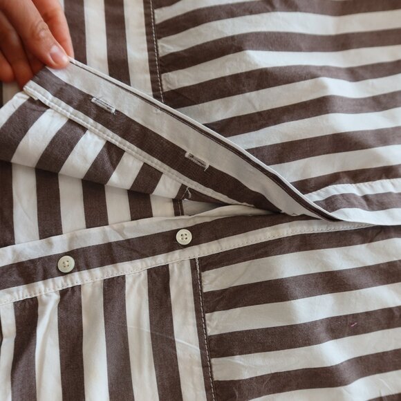 BANANA REPUBLIC striped shirt top brown white stripe XS button summer office - Picture 8 of 9
